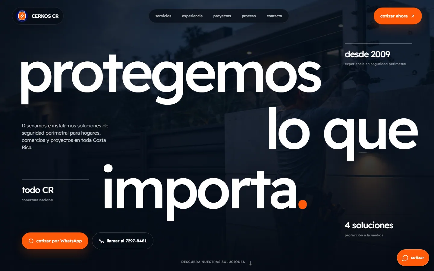 Página de inicio de Cerkos CR en computadora