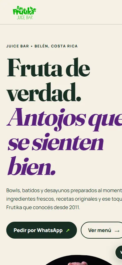 Página de Pura Frutika en celular